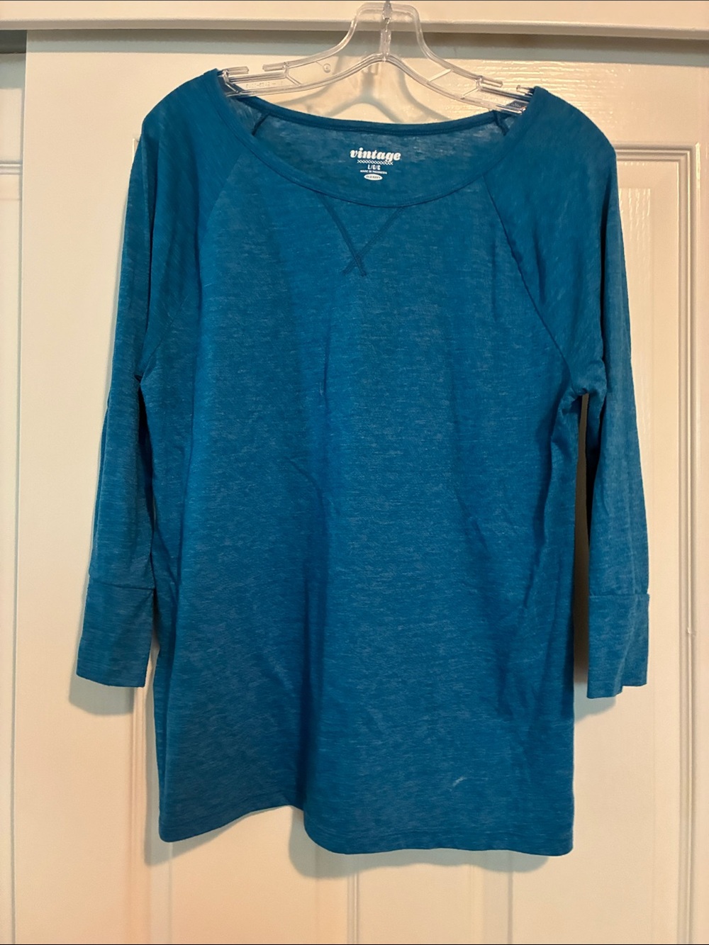 Old Navy Vintage‎ Heathered Teal Blue Scoop Neck Top